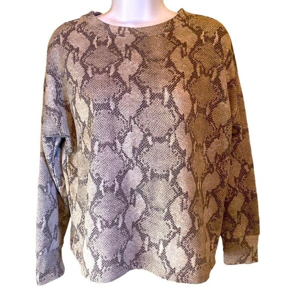 Banana Republic Gray Snake Skin Print Long Sleeve Lightweight Sweatshirt SZ XS - Picture 4 of 8